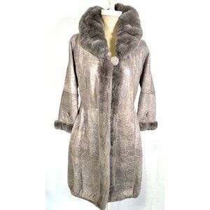 Vintage Luxurious Genuine Shearling Sheepskin Fur Lightweight Jacket Coat Sz S